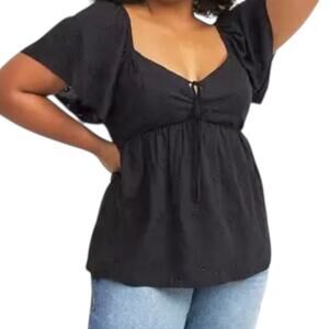 Torrid Peplum 00 Challis tie back flutter sleeve blouse top TB2 3318